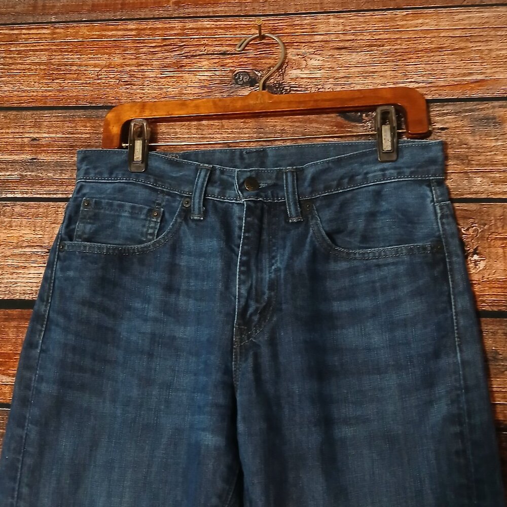 Levis Jeans Mens 31X31 513 Slim Straight Dark Blue Denim Low Stretch - Picture 4 of 7